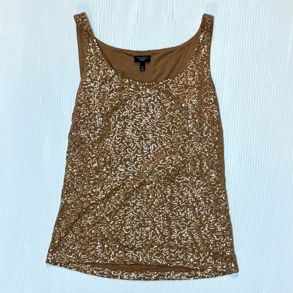 Talbots Petites Tan Brown Sequin Tank Top M - Picture 5 of 9